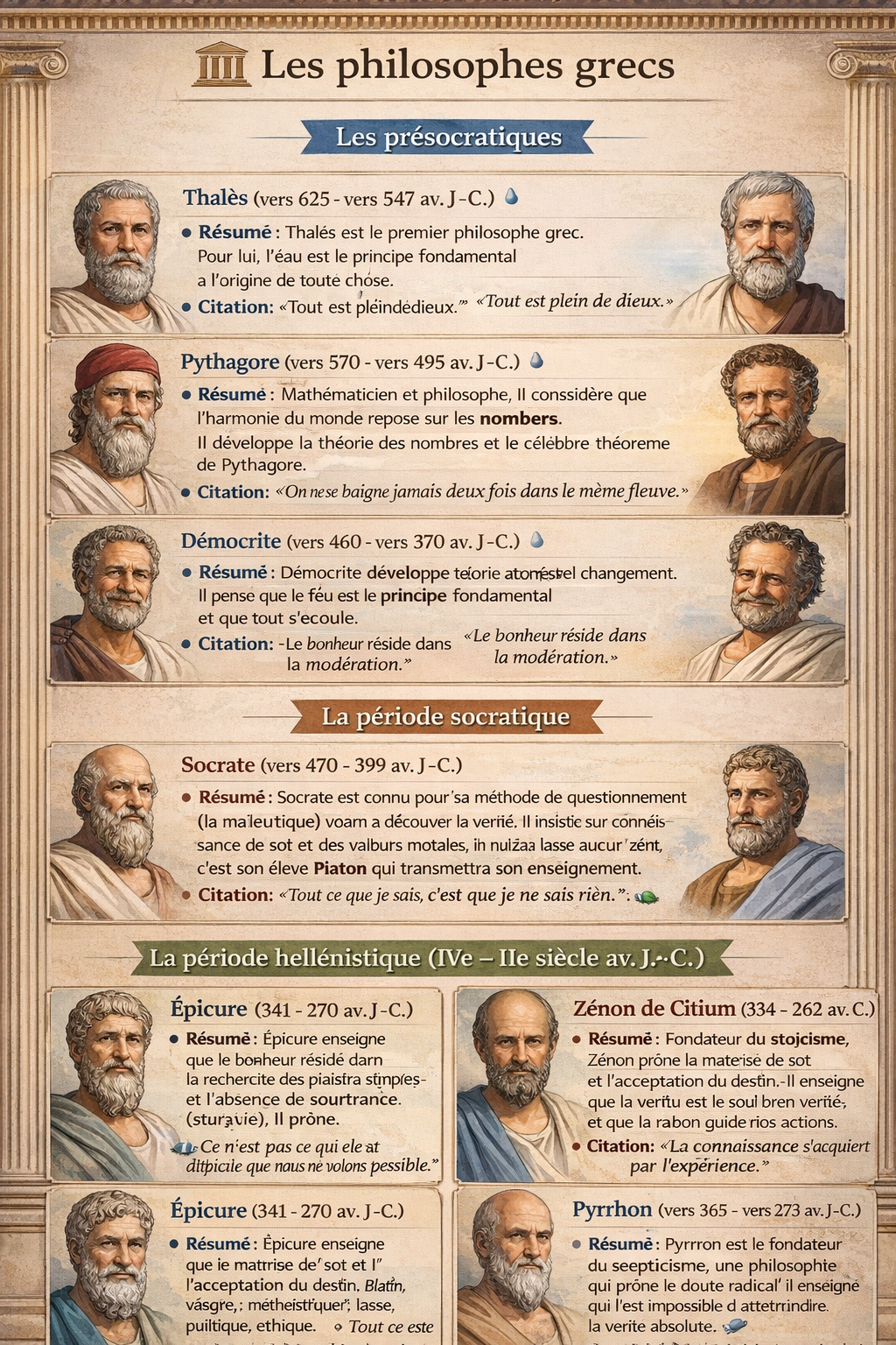 Photo d'un cours de  Les philosophes grecs célèbres