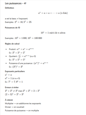 photo  Les puissances en mathématiques quiz