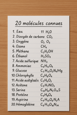 photo  Liste de molécules courantes quiz