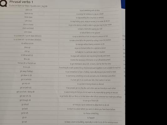 Photo d'un cours de  Liste de verbes à particule