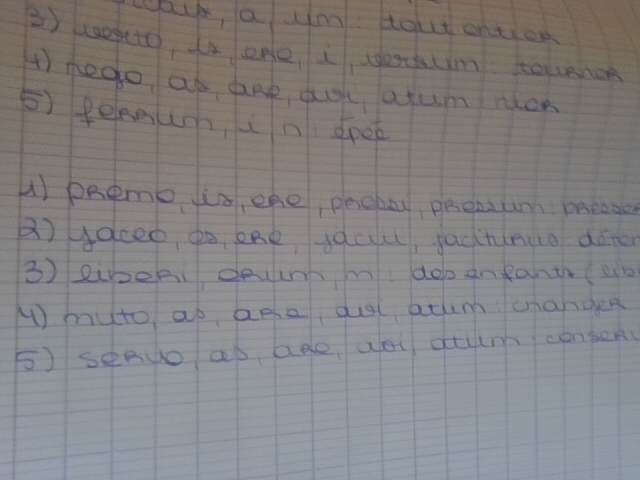 Photo d'un cours de  Liste de verbes latins