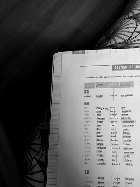 Photo d'un cours de  Liste des verbes irréguliers anglais