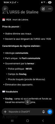 Photo d'un cours de  L'URSS sous Staline
