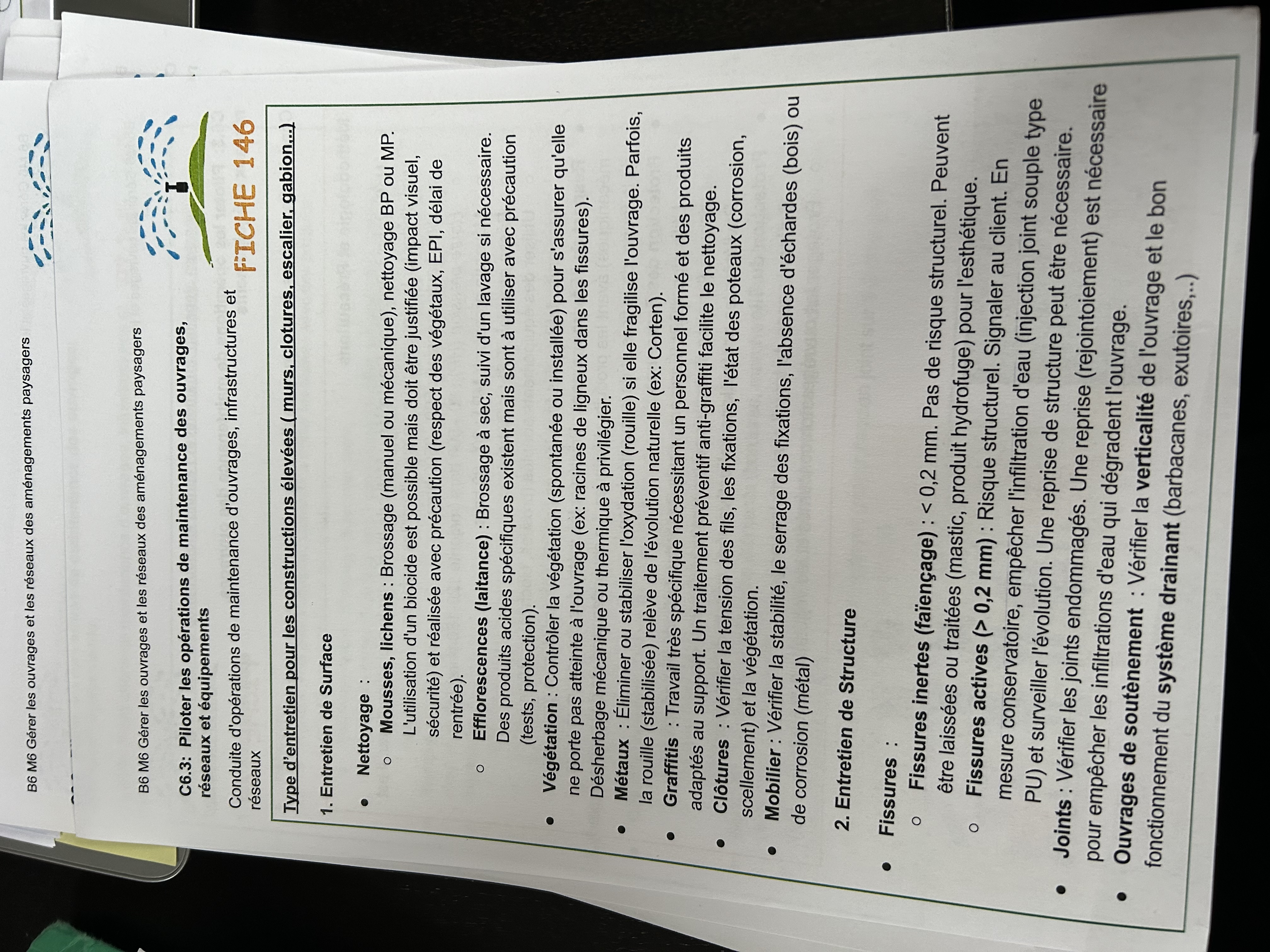 Photo d'un cours de  Maintenance des ouvrages paysagers