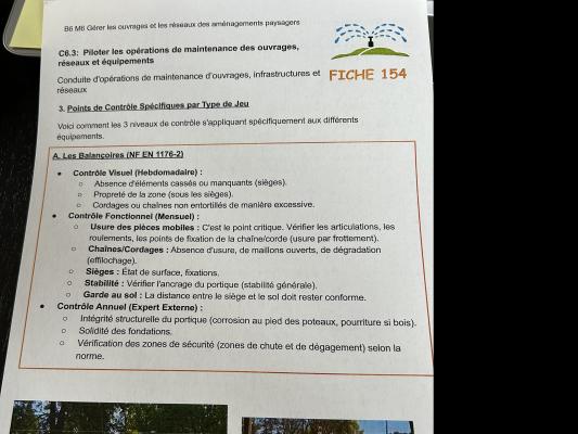 Maintenance des équipements de jeux quiz