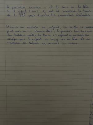 Photo d'un cours de  Mesure périmètre crânien et taille