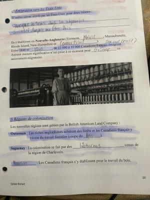 Photo d'un cours de  Émigration et Colonisation Canadienne