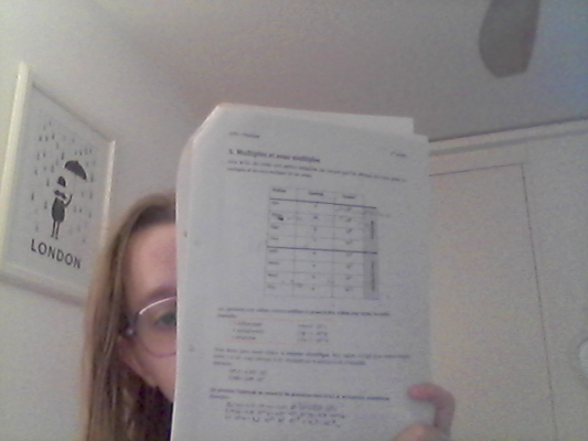 Photo d'un cours de  Multiplications et Matrices Mathématiques