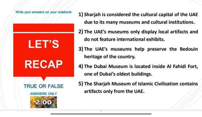 Photo d'un cours de  Musées des Émirats Arabes Unis