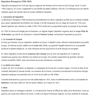 Napoléon Bonaparte : Vie et Héritage quiz