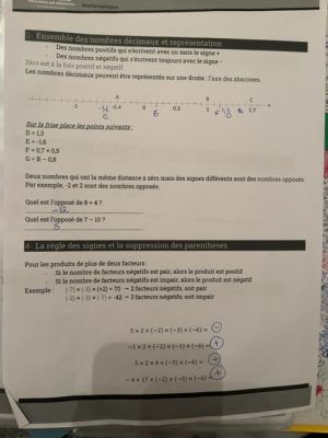 photo  Nombres Décimaux et Règles Signes quiz