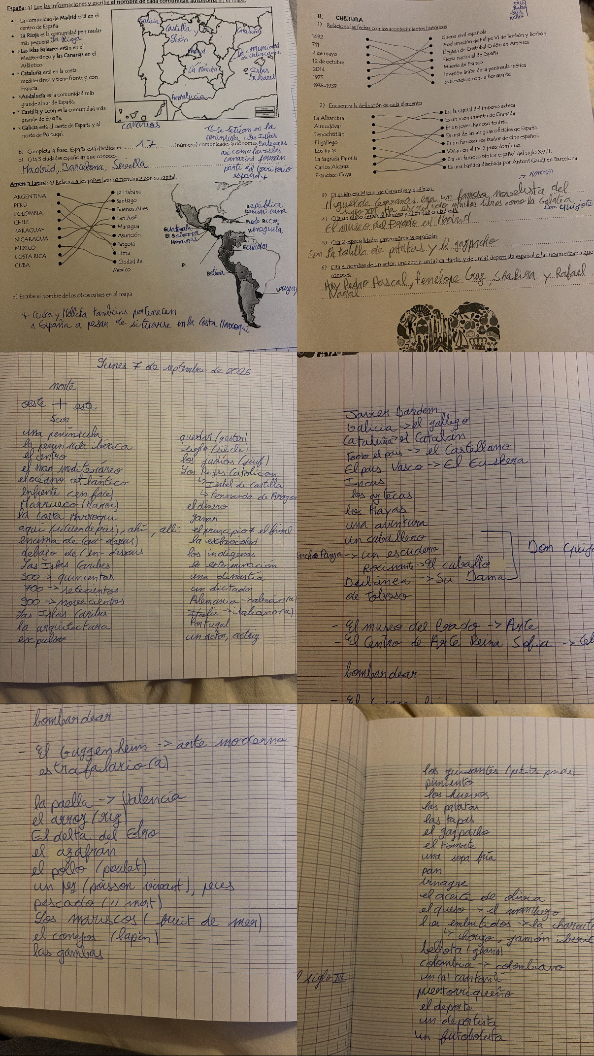 Photo d'un cours de  Notes sur Espagne et Amérique Latine