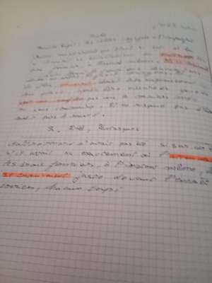 Photo d'un cours de  Notes sur la biologie cellulaire