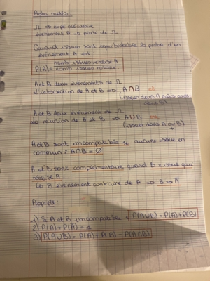 Photo d'un cours de  Notions de base en probabilités