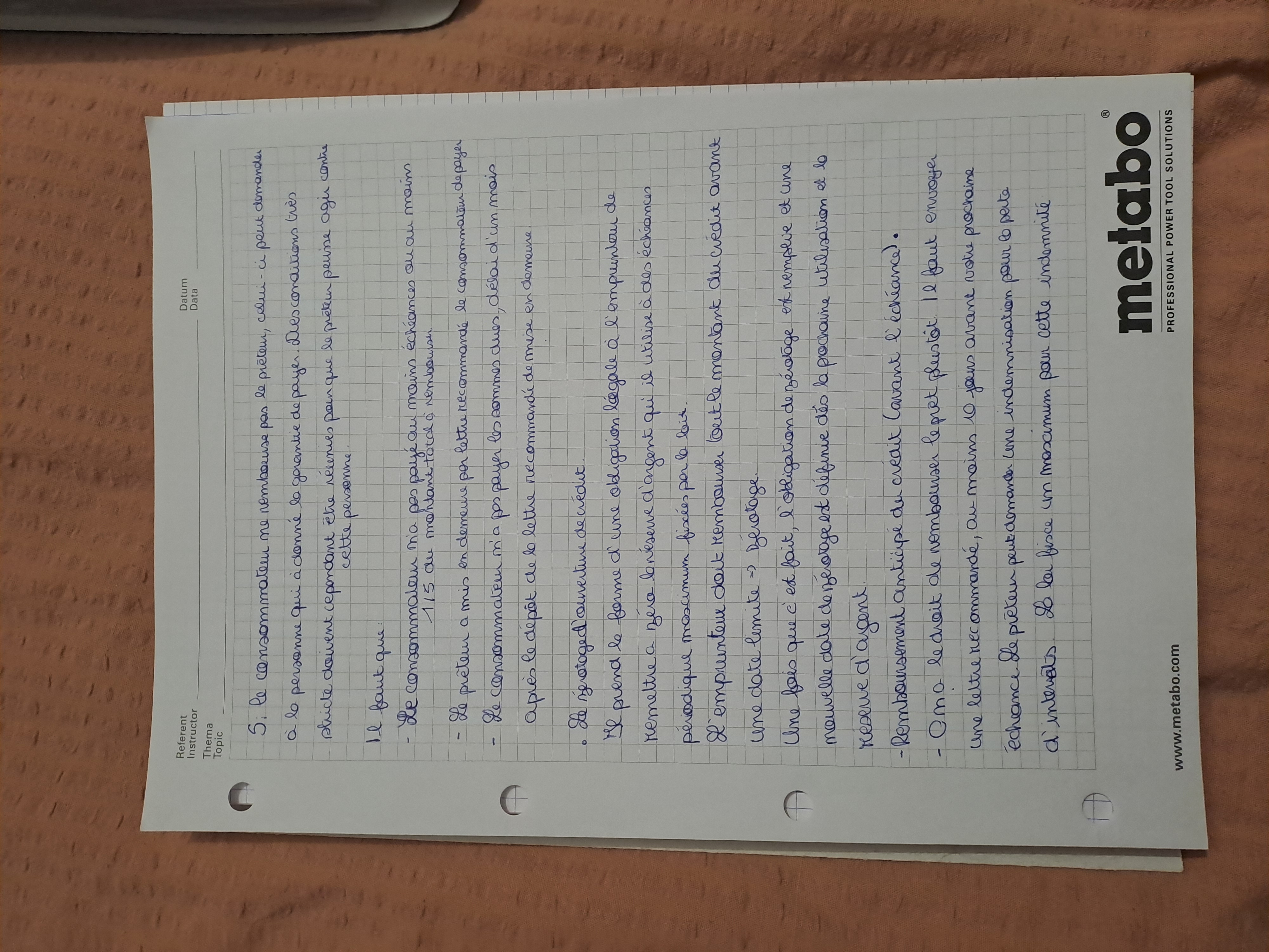 Photo d'un cours de  Obligations et Remboursement de Prêts