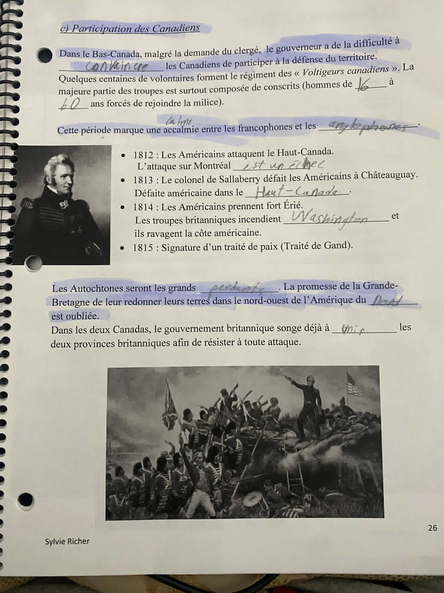 Photo d'un cours de  Participation canadienne à la guerre