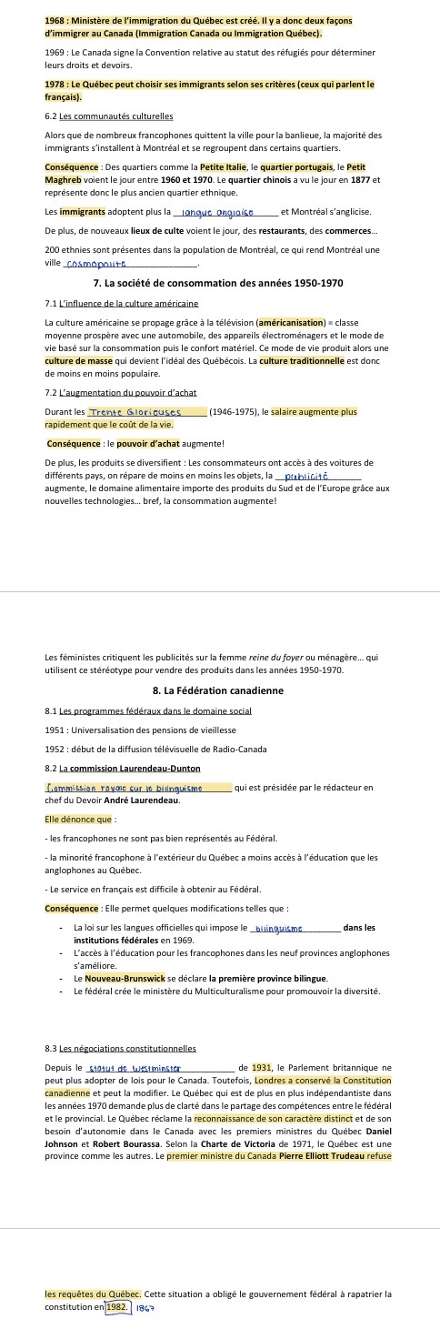 Photo d'un cours de  Québec : Immigration et Société