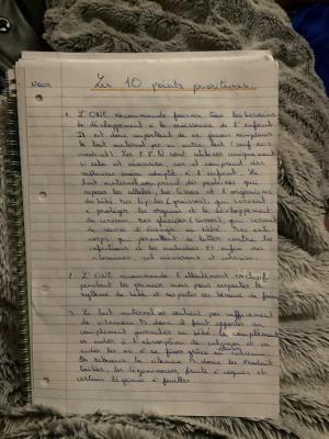 Photo d'un cours de  Recommandations pour nourrissons sains