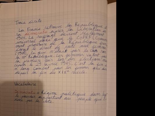 Photo d'un cours de  Restauration de la démocratie française