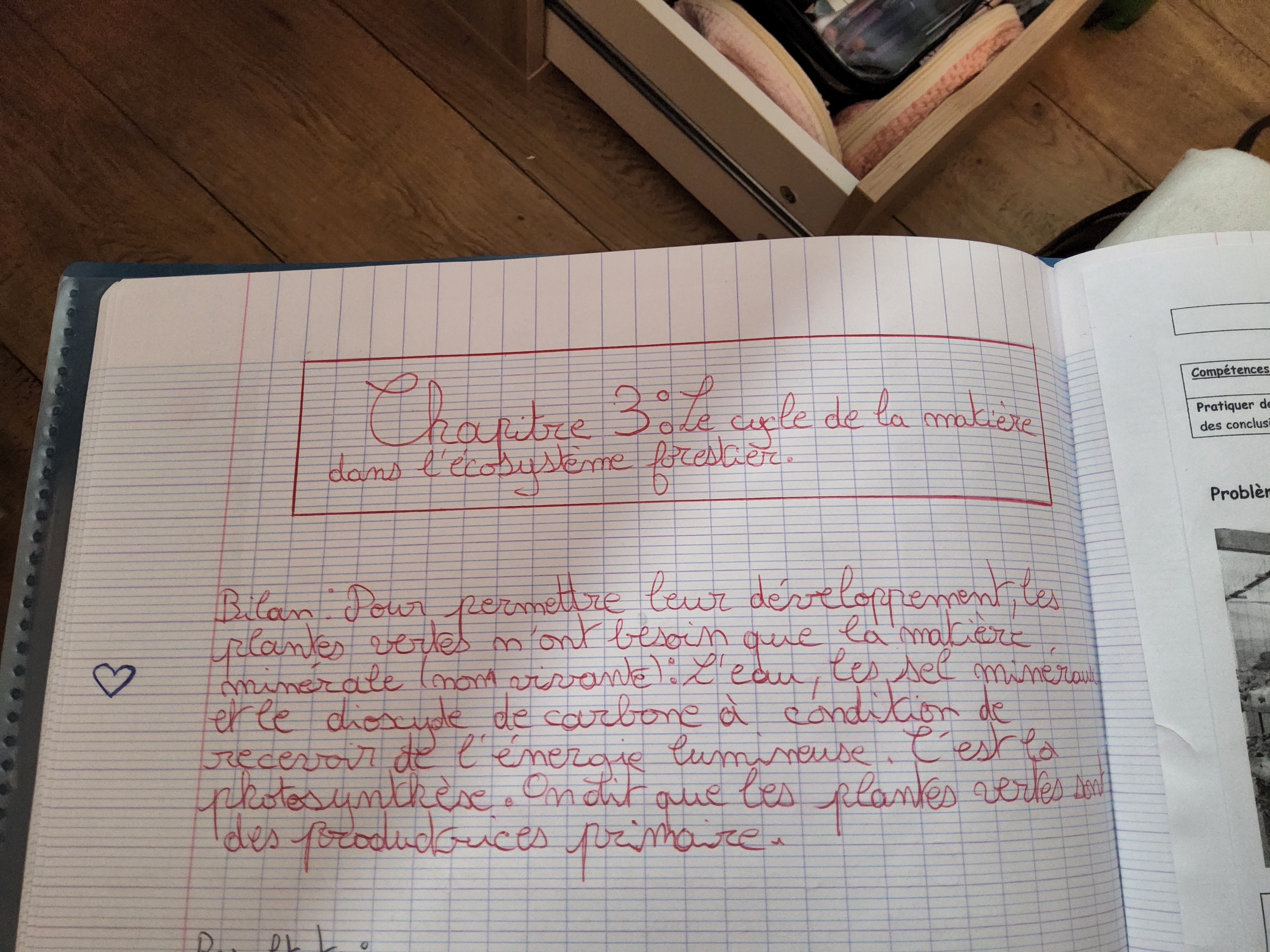 Photo d'un cours de  Rôle de la matière organique
