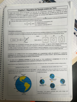 Photo d'un cours de  Répartition de l'énergie solaire