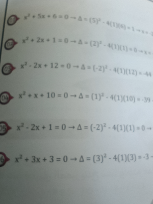 Photo d'un cours de  Résolution d'équations quadratiques