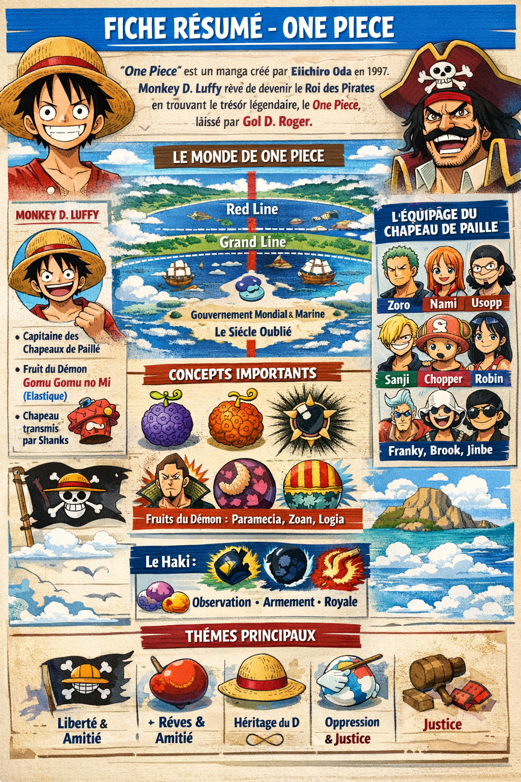 Photo d'un cours de  Résumé du manga One Piece