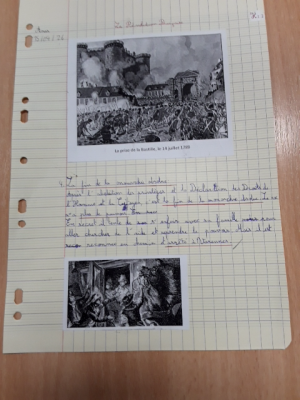 Photo d'un cours de  Révolution Française : Événements Clés