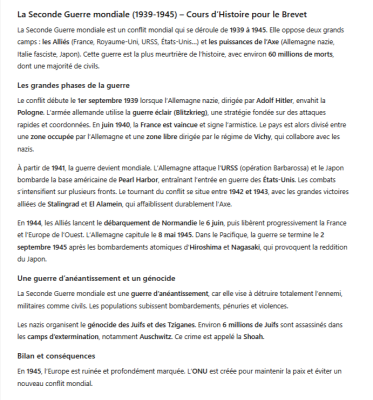 Seconde Guerre mondiale : Cours quiz