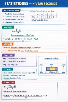 Photo d'un cours de  Statistiques Niveau Seconde