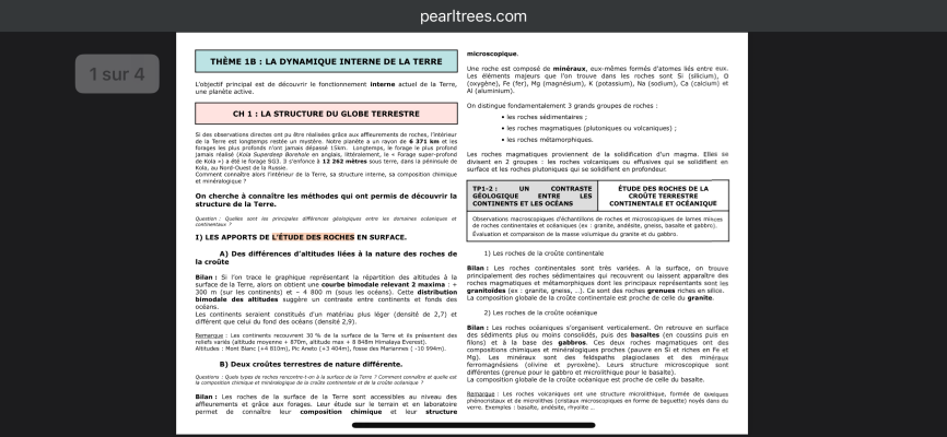 Photo d'un cours de  Structure interne de la Terre