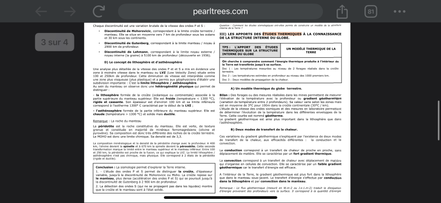 Photo d'un cours de  Structure interne de la Terre