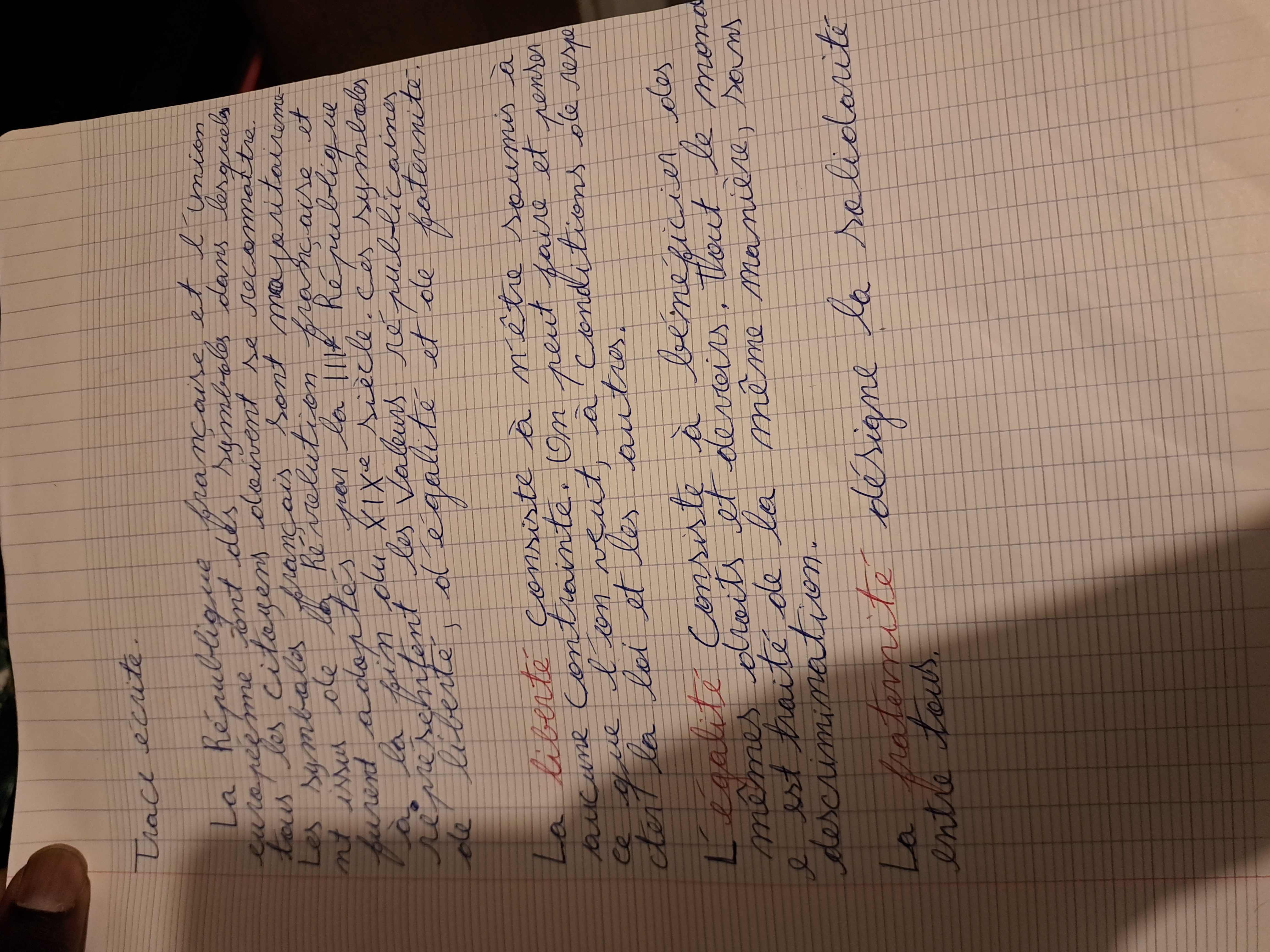 Photo d'un cours de  Symboles et valeurs républicains