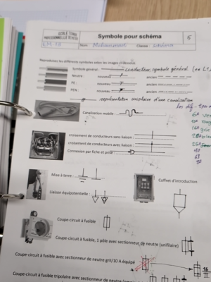 Photo d'un cours de  Symboles Électriques pour Schémas