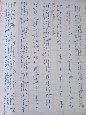 Photo d'un cours de  Symétrie axiale et centrale