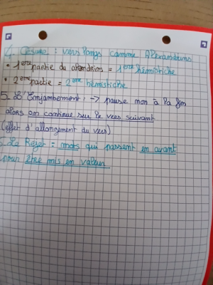 Photo d'un cours de  Techniques Poétiques en Vers Français