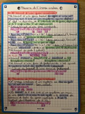 Photo d'un cours de  Théorème de l'énergie cinétique