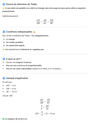 Théorème de Thalès Explication quiz