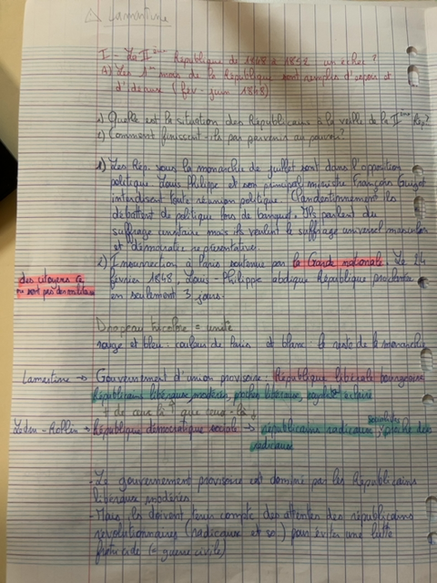 Photo d'un cours de  Transition politique française en 1848