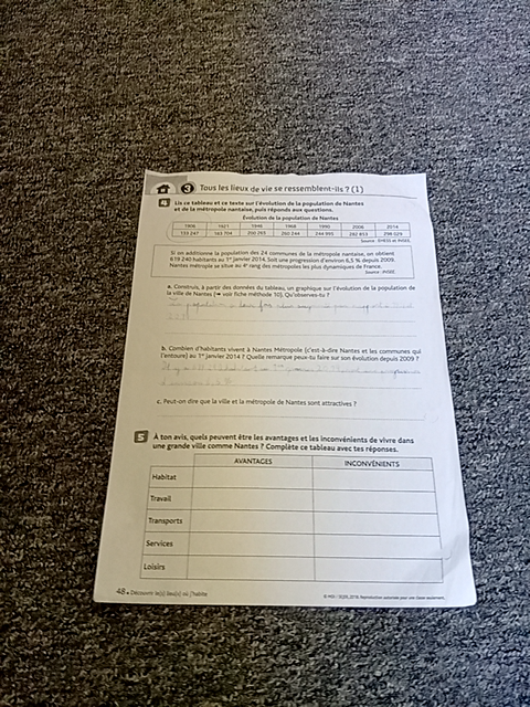 Photo d'un cours de  Étude de la population nantaise