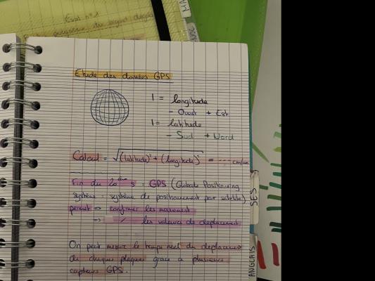Photo d'un cours de  Étude des données GPS et thermiques