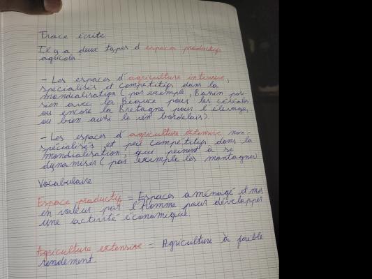 Photo d'un cours de  Types d'espaces productifs agricoles