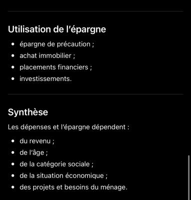 Photo d'un cours de  Utilisation et facteurs de l'épargne