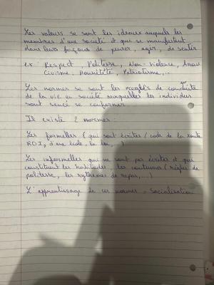 Photo d'un cours de  Valeurs et Normes Sociales