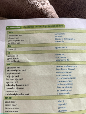 Photo d'un cours de  Verbes à préposition fixe