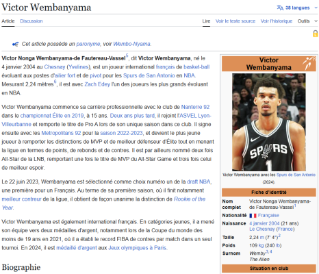 photo  Victor Wembanyama : Carrière NBA quiz