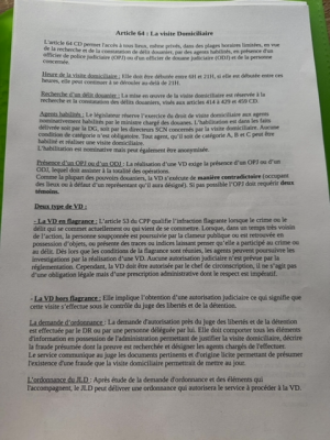 Photo d'un cours de  Visite Domiciliaire en France