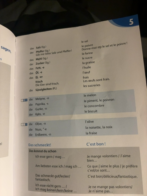 Photo d'un cours de  Vocabulaire alimentaire en allemand