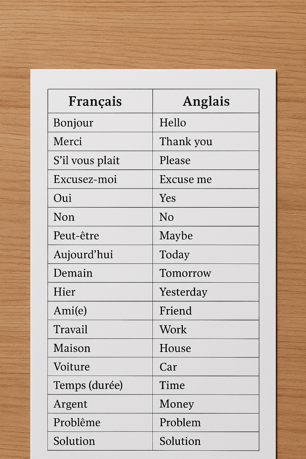 Photo d'un cours de  Vocabulaire Français-Anglais Essentiel