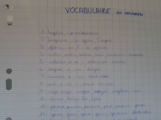 Photo d'un cours de  Vocabulaire Latin de Base